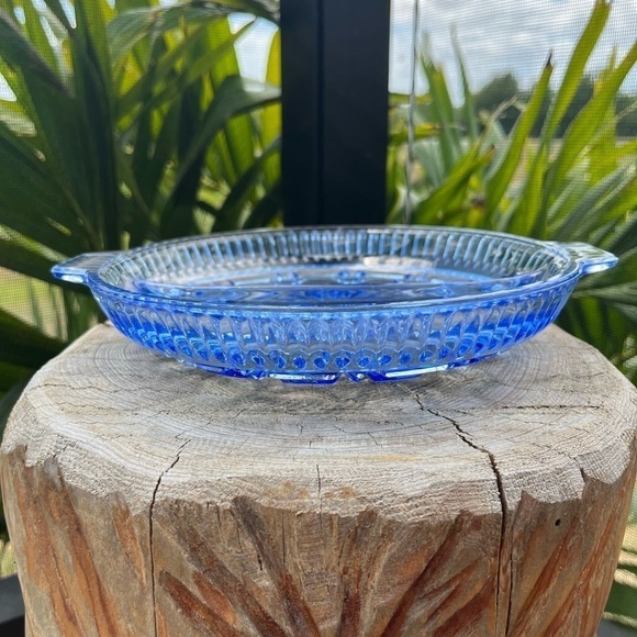Vintage Ice Blue Indiana Windsor Round Handled Divided Relish Dish 8.5" - Picture 4 of 8